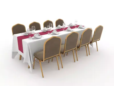 Banquet Table and Chair 74 3D model