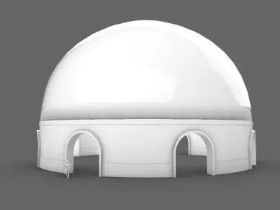 Dome Pavilion with Solid Dome with Top Opening v4 3D model