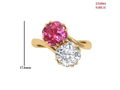 2-Stone-Ring 3D print model purchase