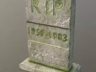 Low Poly Old Mossy Gravestone Free low-poly 3D model