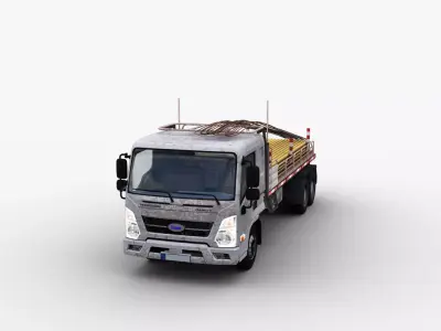 Construction Truck with interior Low-poly 3D model