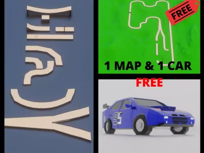 Race Track Construction Kit  Low-poly 3D model