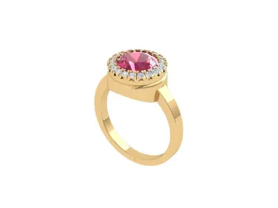 Round stone artdeco ring 3D print model