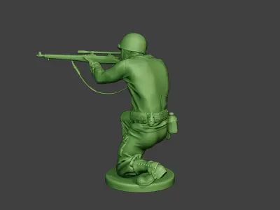 American soldier ww2 Shoot Crouch4 A12 3D print model