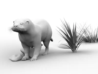 Otter in desert 3D model