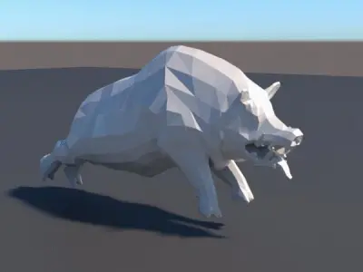 Lowpoly boar running 3D model