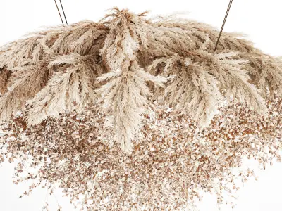 Hanging Installation Bouquet Dried Flowers Branch Lunaria pampas 3D model