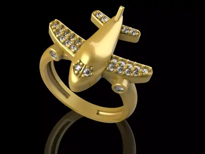  Antique Airplane Ring - 006 3D print model