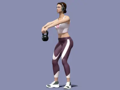 Rigged fitness girl 3D model