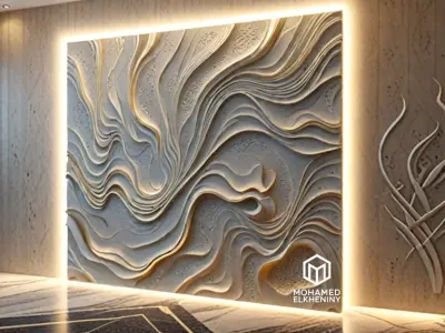 modern panel wall decor set wall relief mural CNC 111 3D model