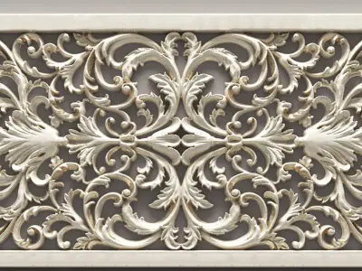 Lattice two ornate panels with gold and ornaments 3D model