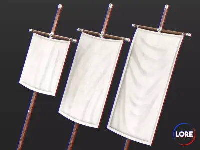 Medieval Common Decoration Flags and Banners Low-poly 3D model