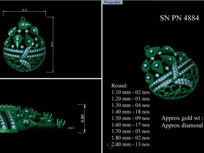 Pendant Earrings combo - 4884 3D print model