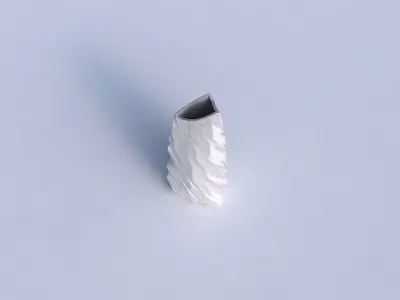 Vase curved tipping triangle 2 with fine twisted organic cells 3D print model