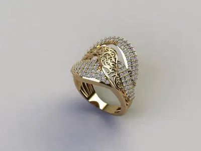 STL 3DM Women Ring Womens Ring Diamonds With Stone Model 3D print model