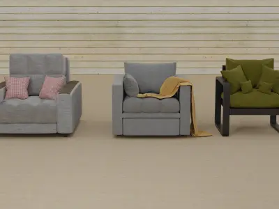 Collection of soft and comfortable armchairs 3D model