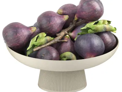 bowl of black figs fruit 3D model