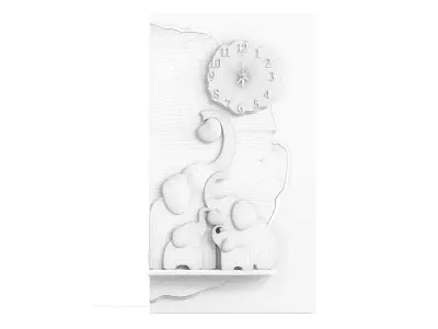 Panel with elephants for a child room 3D model