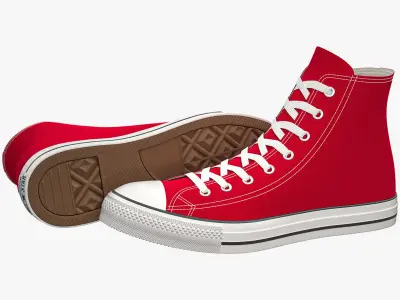 Chuck Taylor All Star Classic High Top Red 3D model