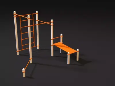 Workout 9 orange exercise equipment 3D model