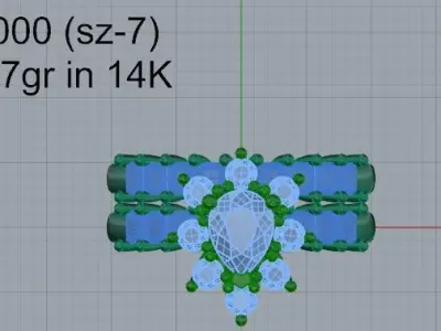 Pear Diamond Ring 4000 3D print model