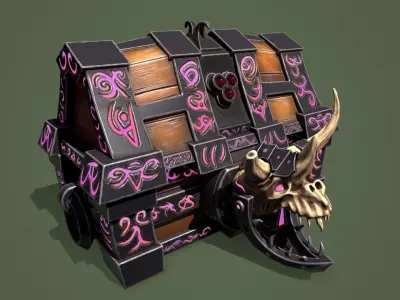 Rune chest Low-poly 3D model