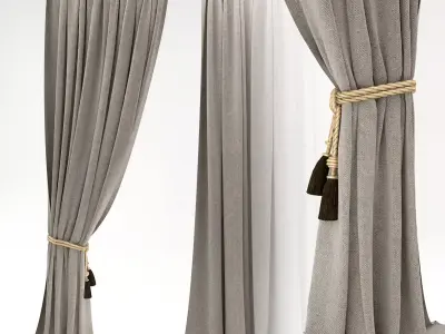 Curtains curtain with tassels 3D model