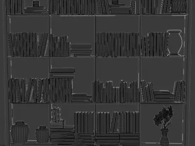 80 books with a shelf  Free 3D model