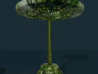 Round table low poly glass and metal Low-poly 3D model