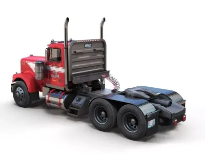 Kenworth custom daycab semitruck Low-poly 3D model