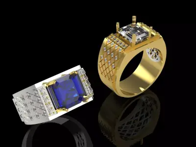 Modern Design Men Gold Ring with Onyx Stone Model mr0249 3D print model