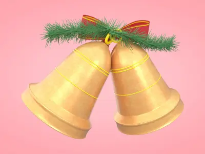 Golden Christmas Bells Low-poly 3D model