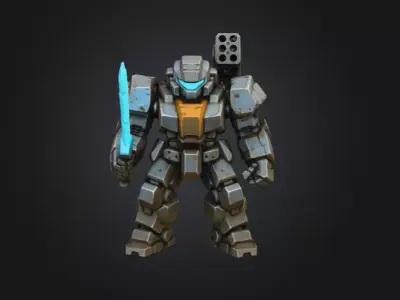 Guardian Mech Low-poly 3D model