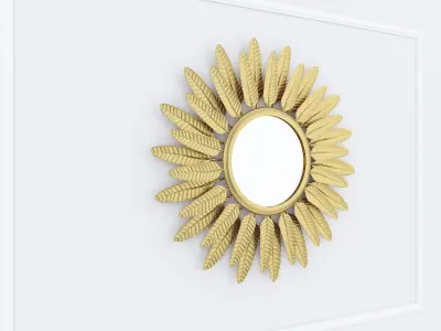 Decorative Metal Mirror plants with gold m9 3D model