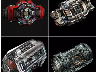 Sci Fi Elements Kitbash 4 in 1 3D Model Collection