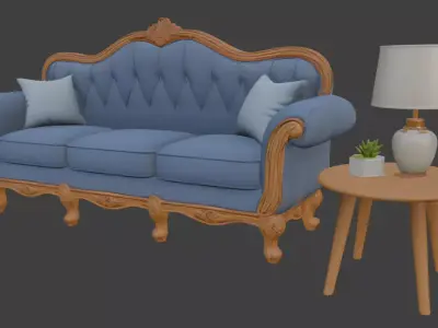 Disney style Cartoon sofa set 3D model
