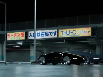 Cyberpunk Parking Lot 3D model