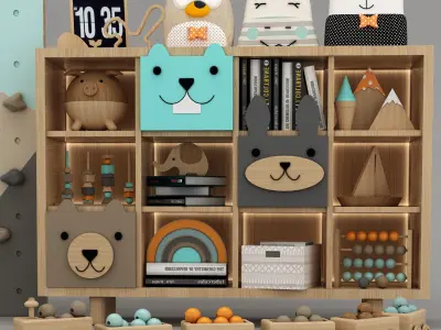 toys and furniture set Low-poly 3D model