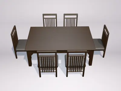 3d wooden dining table Low-poly 3D model