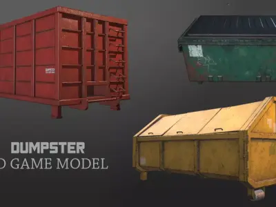 Dumpster Pack 3D model Low-poly 3D model