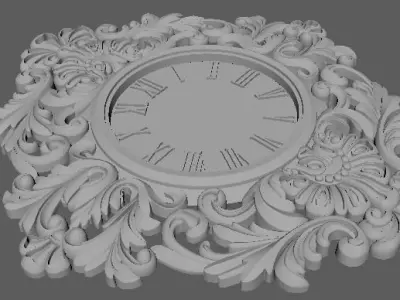 clock ornate gold on wall 3D model