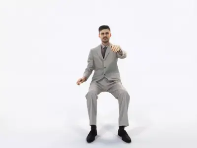 Posture 20E Driver Driving Sitting Elegant Business Man Low-poly 3D model