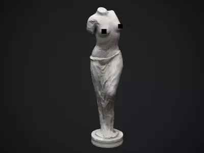 Woman Torso Stone Statue Low-poly 3D model