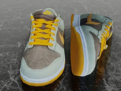 NIKE DUNK 3D SHOES - ORANGE Low-poly 3D model