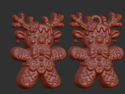 christmas deer horn cookie decor  3D print model