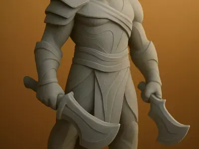 Kratos Statue 3D Model for 3D Printing - God of War Sculpture 3D print model