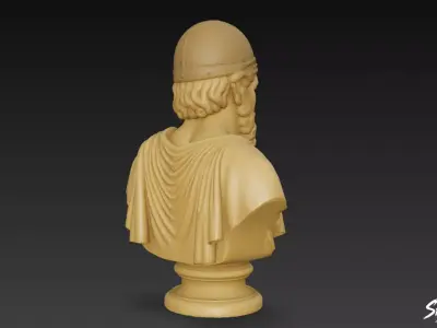 Greek God Hephaestus Bust Low-poly 3D model