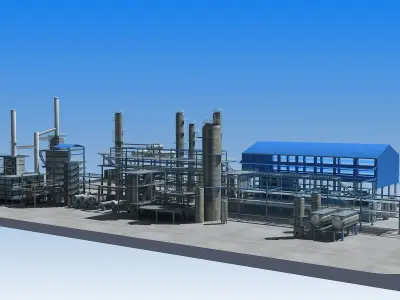 Refinery oil Low-poly 3D model