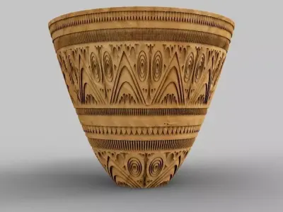 Flowerpot intricately carved wooden vase 3D print model