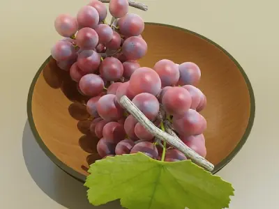 Red Grapes in Bowl 12 3D model